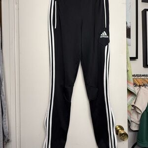 Adidas Black Track Pants | Climacool | Zip Ankles | White 3-Stripe